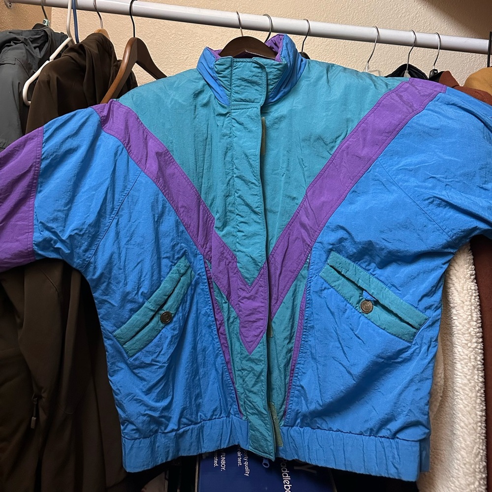 Vintage Blue and Purple Women's Jacket - Picture 3 of 7